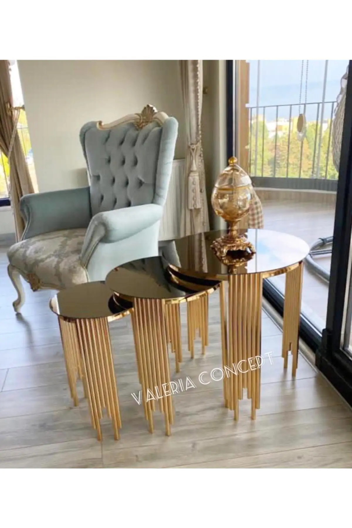 Column Zigon Team Gold Plated Bronze Mirror coffee table coffee table