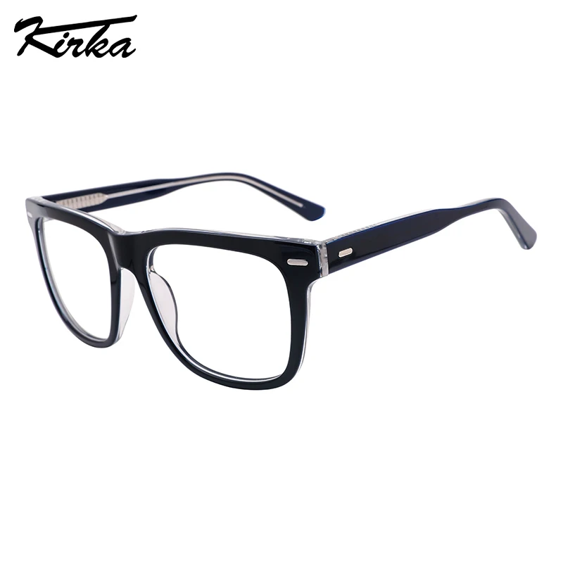 

Kirka Unisex Eyeglasses Acetate Square Big Lens Single Colour Frames Wide Temples Myopia/Hyperopia Reading Glasses WD1417