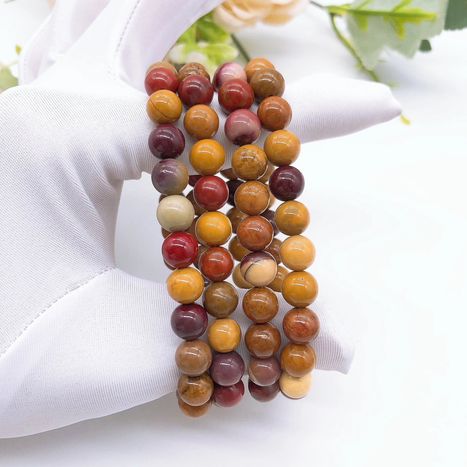 Natural Mookaite Beads Bracelet Crystal Stone Fashion Wrist Chain For Sweet Reiki Healing Strand Bangle Jewelry Home Decor Gift