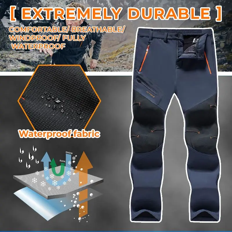 Men's Pants Fleece Lined Waterproof Winter Warm Cargo Pants Plus Size Quick Dry Snowboard Snow Skiing Hiking Pant