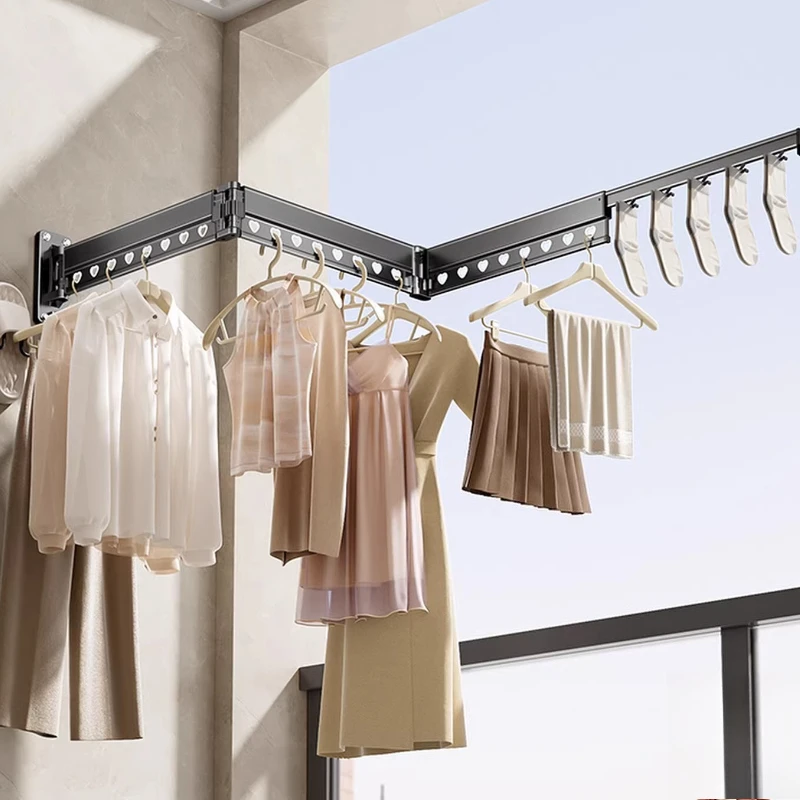 

Wall-mounted Bay Window Balcony Household Indoor Invisible Telescopic Hanger Drying Clothes Rod Artifact