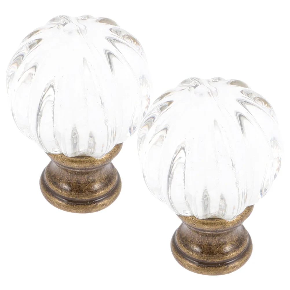 

2Pcs Modern Lamp Finials Glass Copper Decorative Lamp Knobs for Table Floor Lamps Durable Elegant Lampshade Decoration