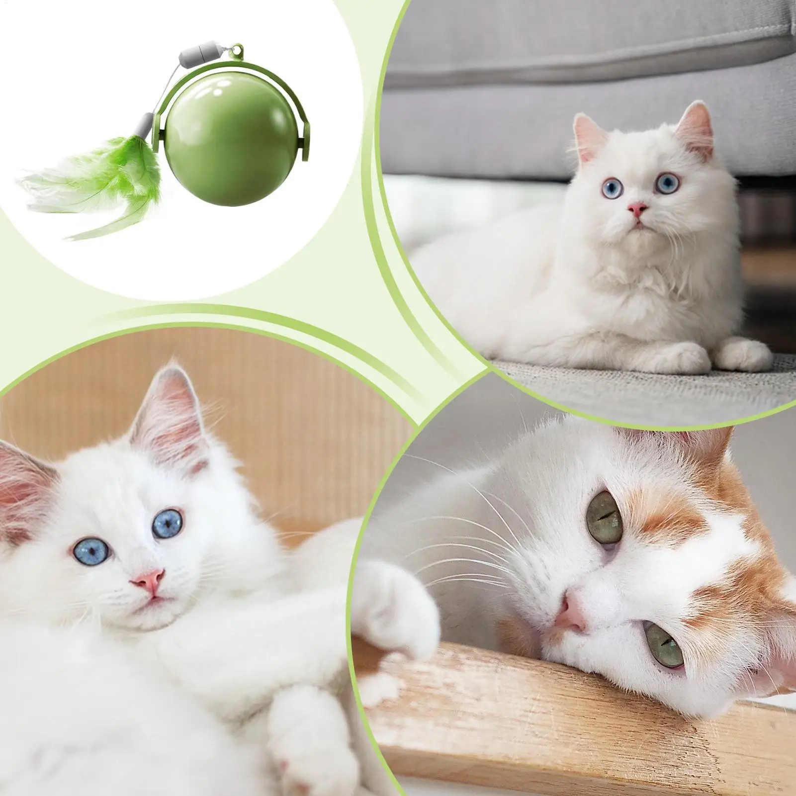 Rolling Cat Toy Interactive Obstacle Avoidance Toy Kitten Rolling Ball With Feathers For Small Cats Pets Dog Outdoor Boredom