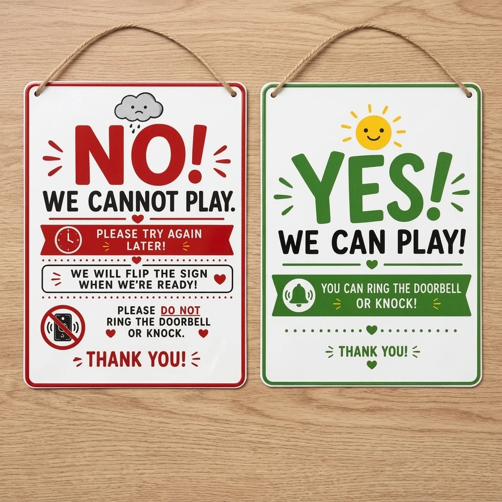 Kids Door Sign Reversible Hanging Privacy Indicator Metal Do Not Disturb Welcome Plaque for Bedroom Nursery Classroom Decor