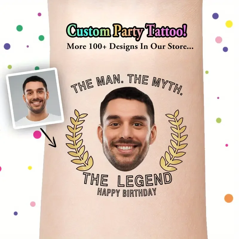 

custom birthday gift temporary tattoo sticker personalized cute fun portrait Birthday party father gift dad boyfirend15 PCS