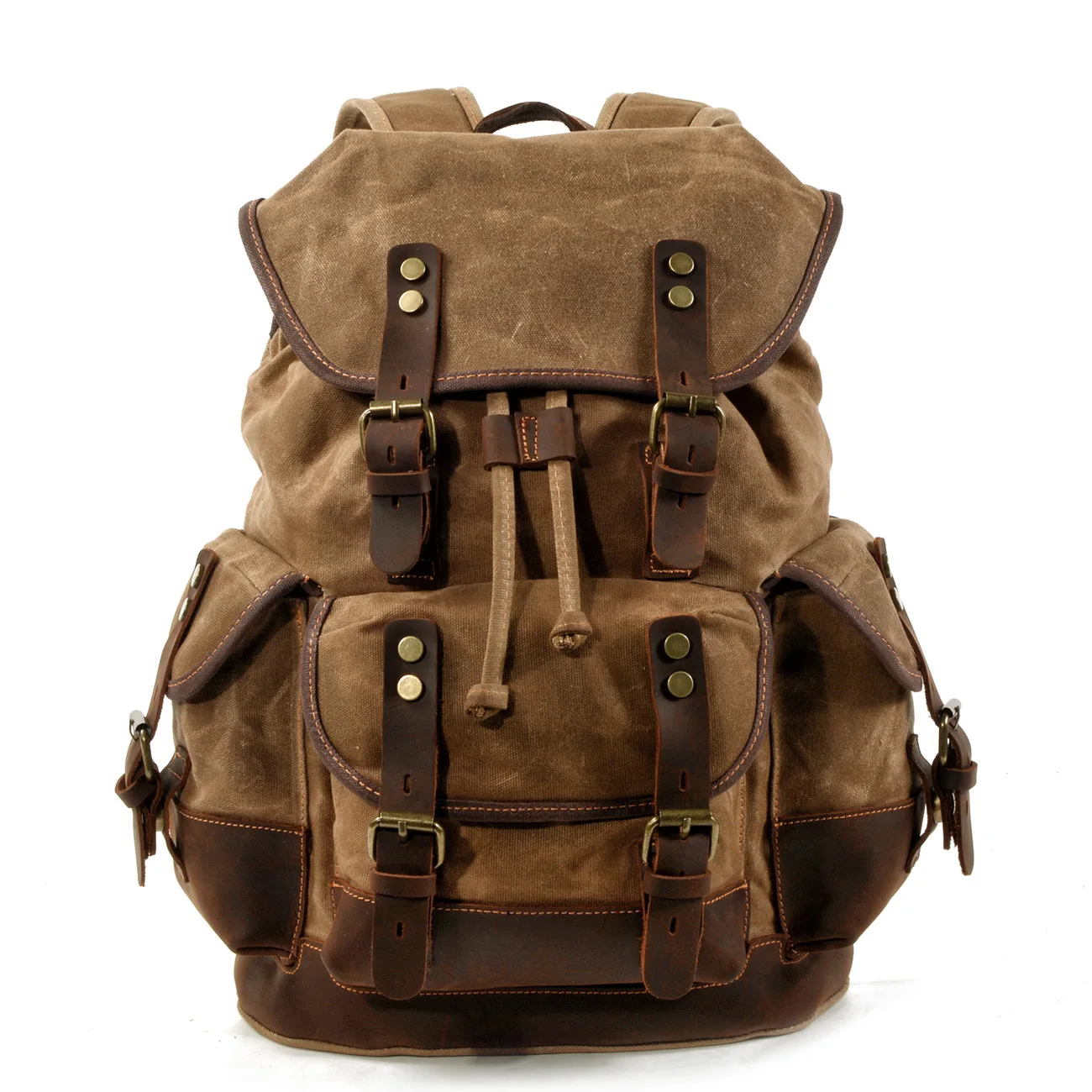 NIKI BAGS casual student schoolbag large-capacity travel backpack canvas leather stitched leather hiking backpack shoulder bag