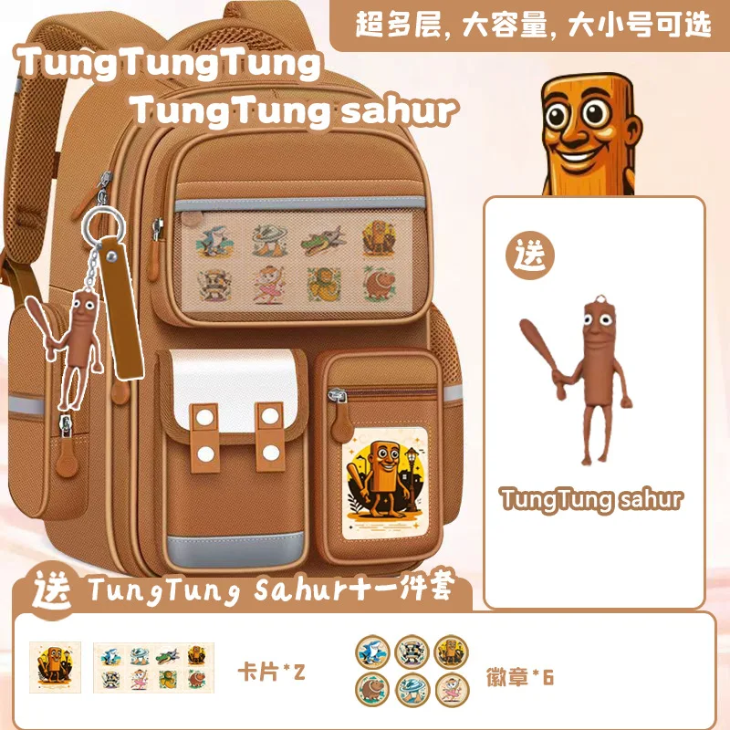 

Рюкзак Tung Tung Sahur для девочек и мальчиков, школьная сумка, большая вместительная сумка для ноутбука, водонепроницаемый многофункциональный рюкзак с подвеской