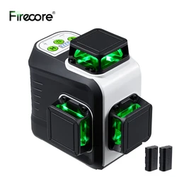 FIRECORE 360 Laser Level 12 Lines 3D G50 Self-Leveling 2pcs 5200mAh Li-ion Batteries Green Laser Level Tool
