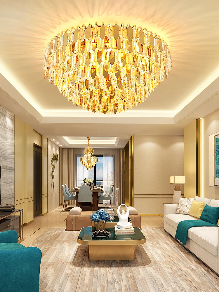 2024 New Trend Golden Palace Crystal Ceiling Chandelier Hanging Lamps Lustre Suspension Luminaire Lampen For Dinning  Room