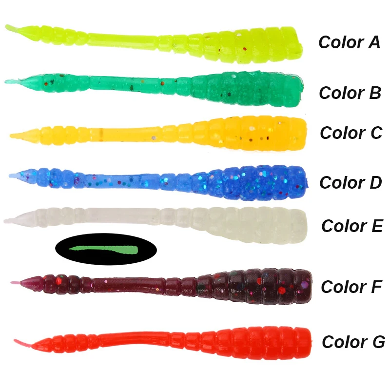 WESTBASS 50PCS Micro Worm Baits 45mm-0.4g Silicone Larva Wobblers Rubber Shrimp cebos Artificial Swimbait Pike Isca kit de pesca