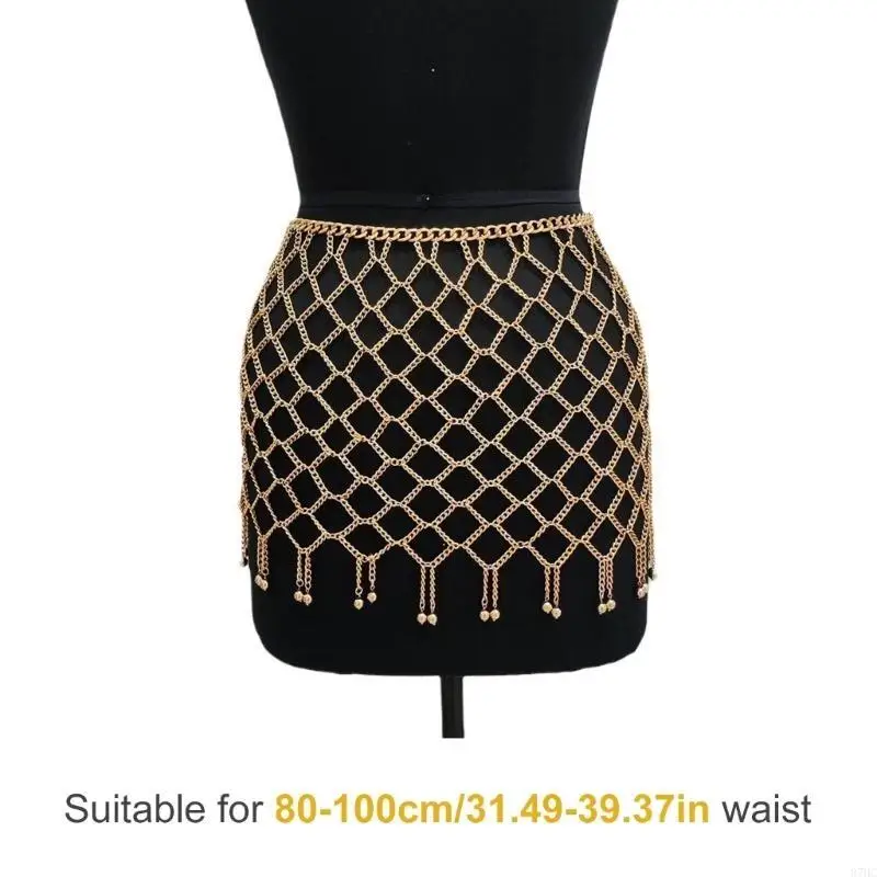 

87HC Eleagnt Body Chain Skirt Belly Jewelry Gold/Silver Body Chain Skirt Charm for Women for Music Festivals