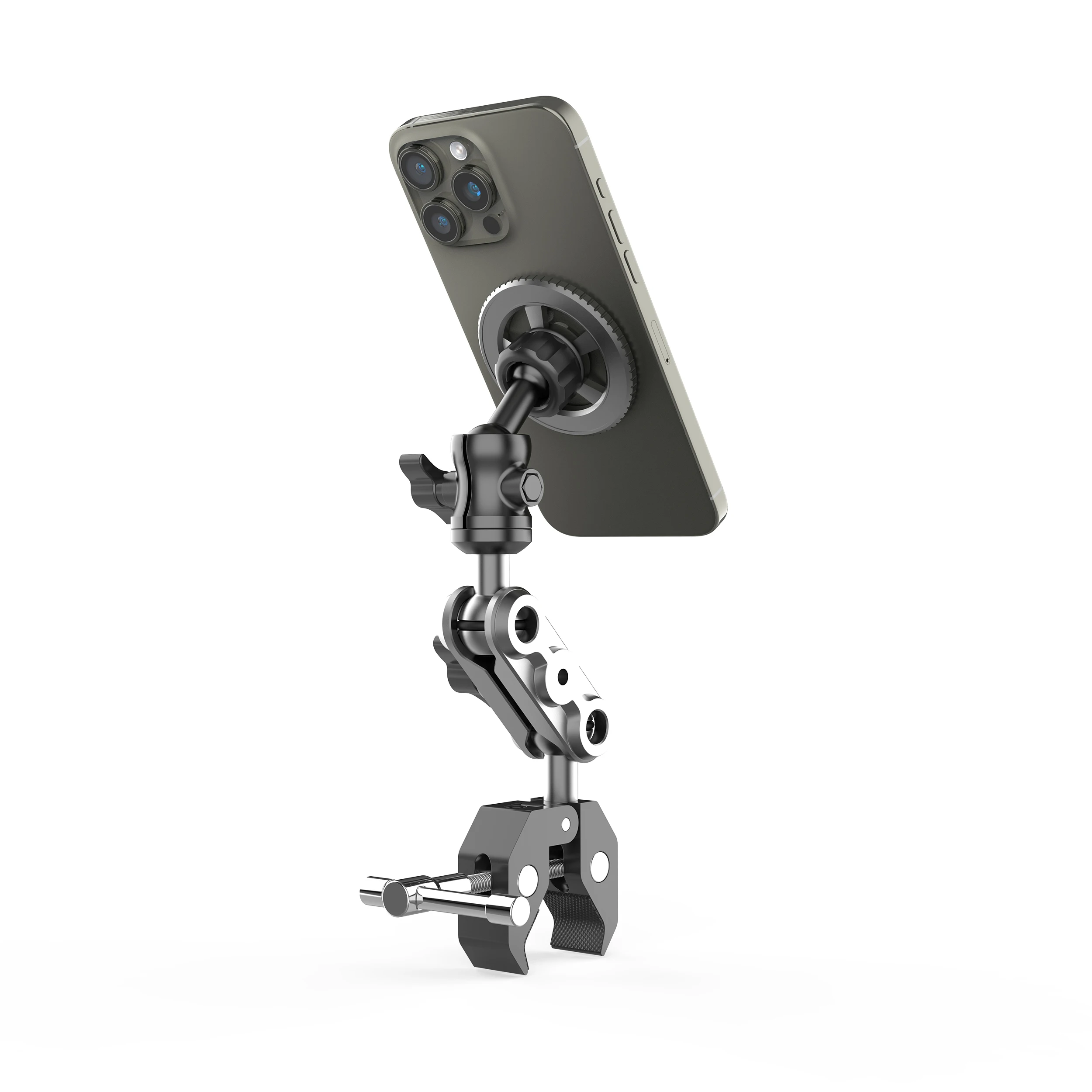 Ganzmetall-Magnet-Telefonhalter für Laufband/Spin-Fahrrad/Kinderwagen/Rollstuhl/Golfwagen/Polen/Musikständer/stationäres Fahrrad/Lenker – Detail 8