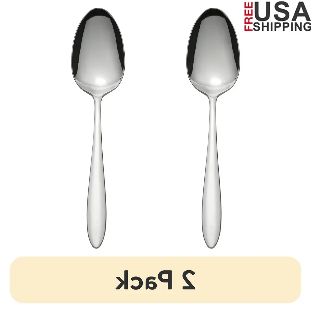 

2 Pack Stainless Steel Serving Spoon High Quality Flatware Dishwasher Safe Durable Mirror Finish Perfect Everyday Use