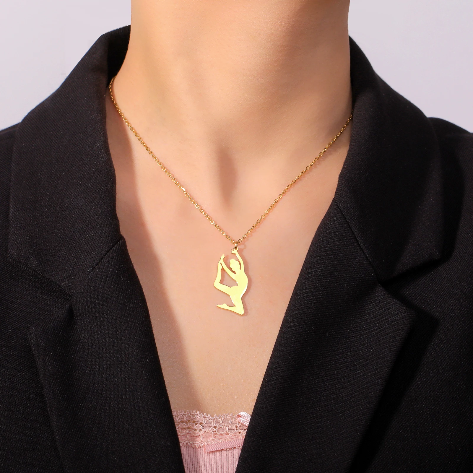 COOLTIME Halskette mit Anhänger für rhythmische Gymnastik, Edelstahl, Trend-Turnerin, Sport-Tänzerin-Halskette, Schmuck, Geschenk für Frauen – Detail 32