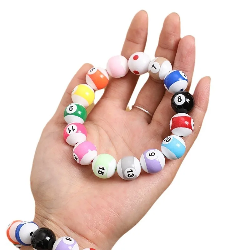 Round Acrylic Billiard Ball Beads Bracelet Originality DIY Childrens Handmade Lucky Numbers Accessories Jewelry Making Gift Toys