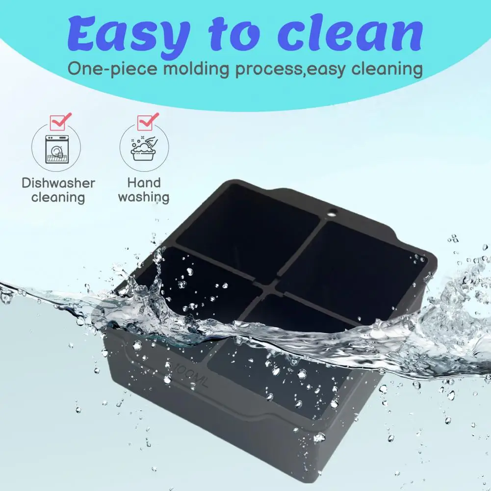 Giant Square Ice Cubes Silicone Ice Cube Trays with Removable Lids Square Ice Molds Bpa-free Easy Release Stackable for Whiskey