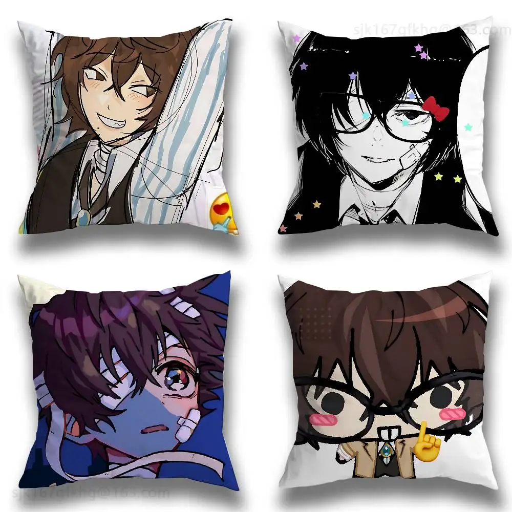 

Osamu Dazai Pillow Case Square Double-Sided Printing Short Plush Sofa Cushion Cover Bedroom Bedside Pillow