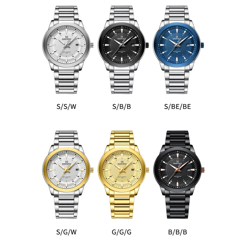 New Style NAVIFORCE Business Stainless Steel Strap 3ATM Waterproof Luminous Leisure Men's Quartz Watch Simple Design Commuting