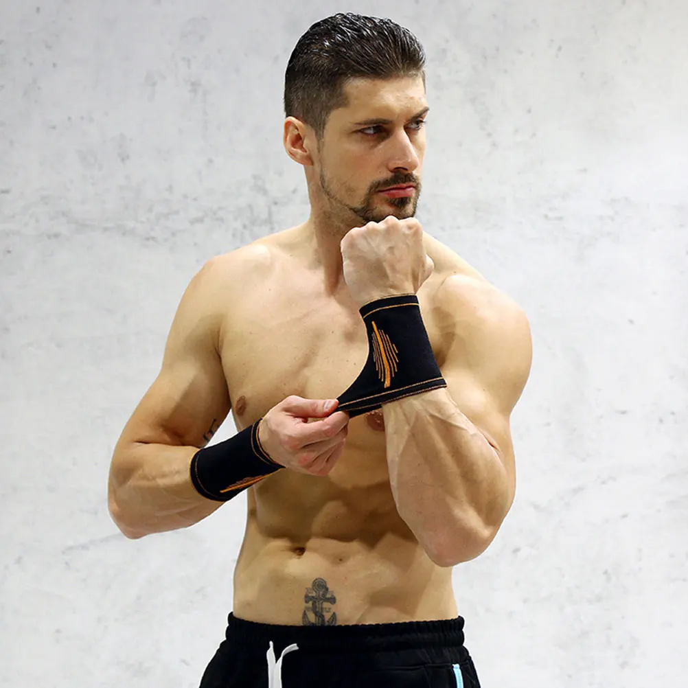 

2Pcs Wristb s Elastic Nylon Sleeve Protection Warmth Cover Fitness Sports Gloves Sweat Absorption Flexible Durability