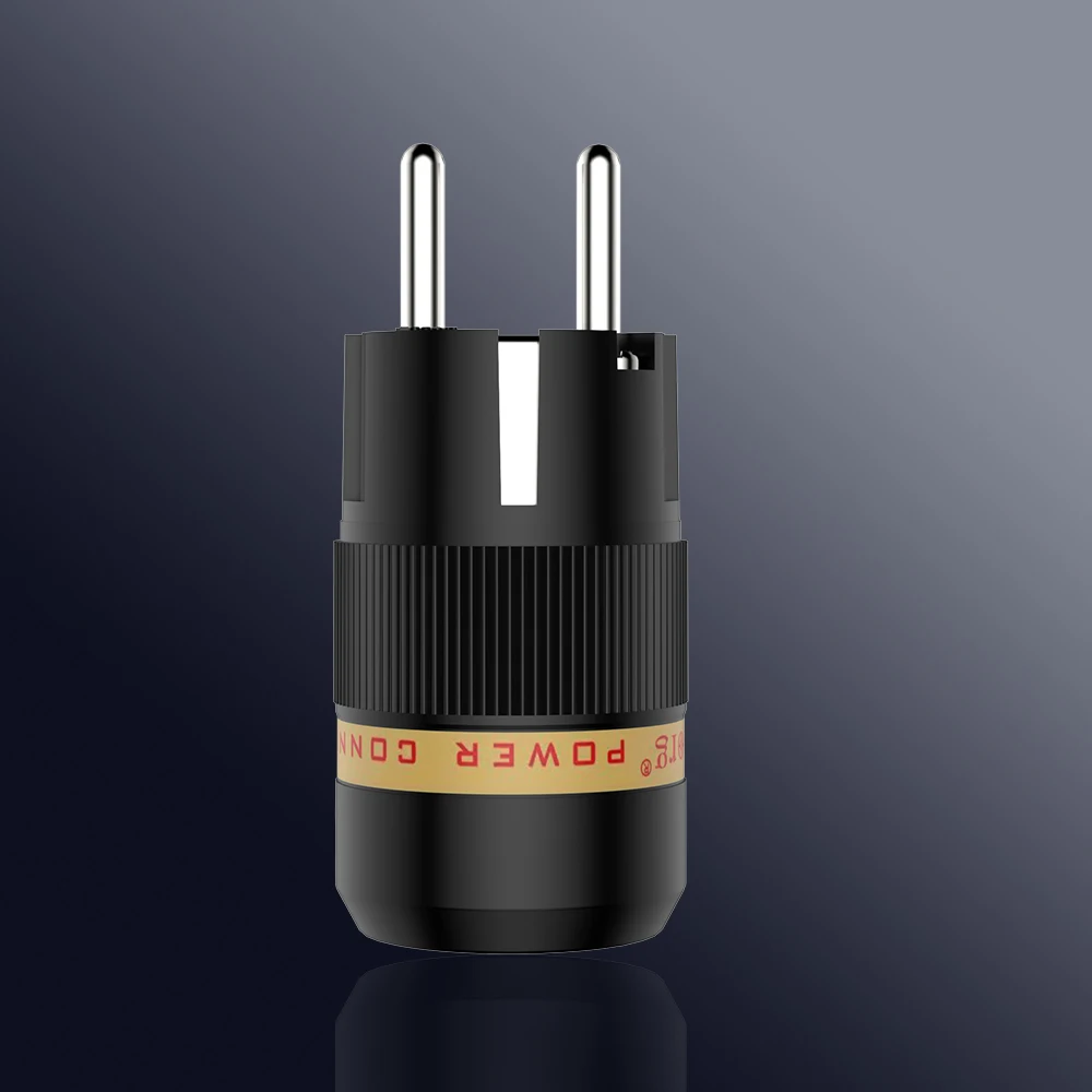 1XPair Viborg Audio VE501R+VF501R Pure Copper Rhodium Plated IEC Connector EU Schuko Power Plug for DIY Electrical Power Cable