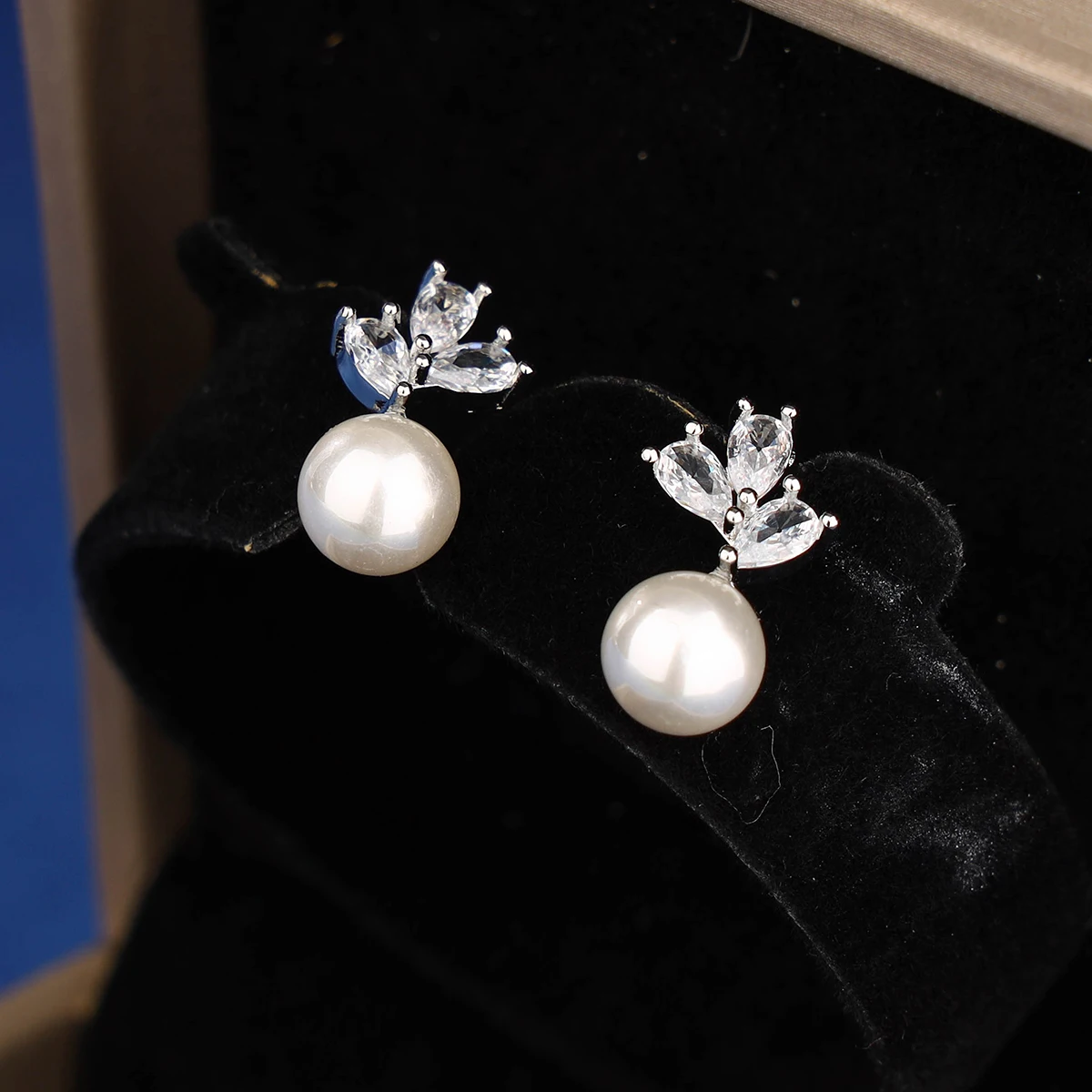 Boucles d'oreilles de mariage en perles de zircone cubique pour demoiselles d'honneur, bijoux de Rhpour dames, cadeaux de mariée