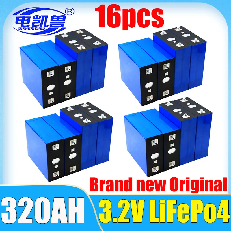 16 Stück A-Grade 3,2 V LiFePo4-Batterie 320 Ah 280 Ah 304 Ah 105 Ah DIY 48 V RV-Solarspeichersystem wiederaufladbare Batterie EU/US-Steuerfrei