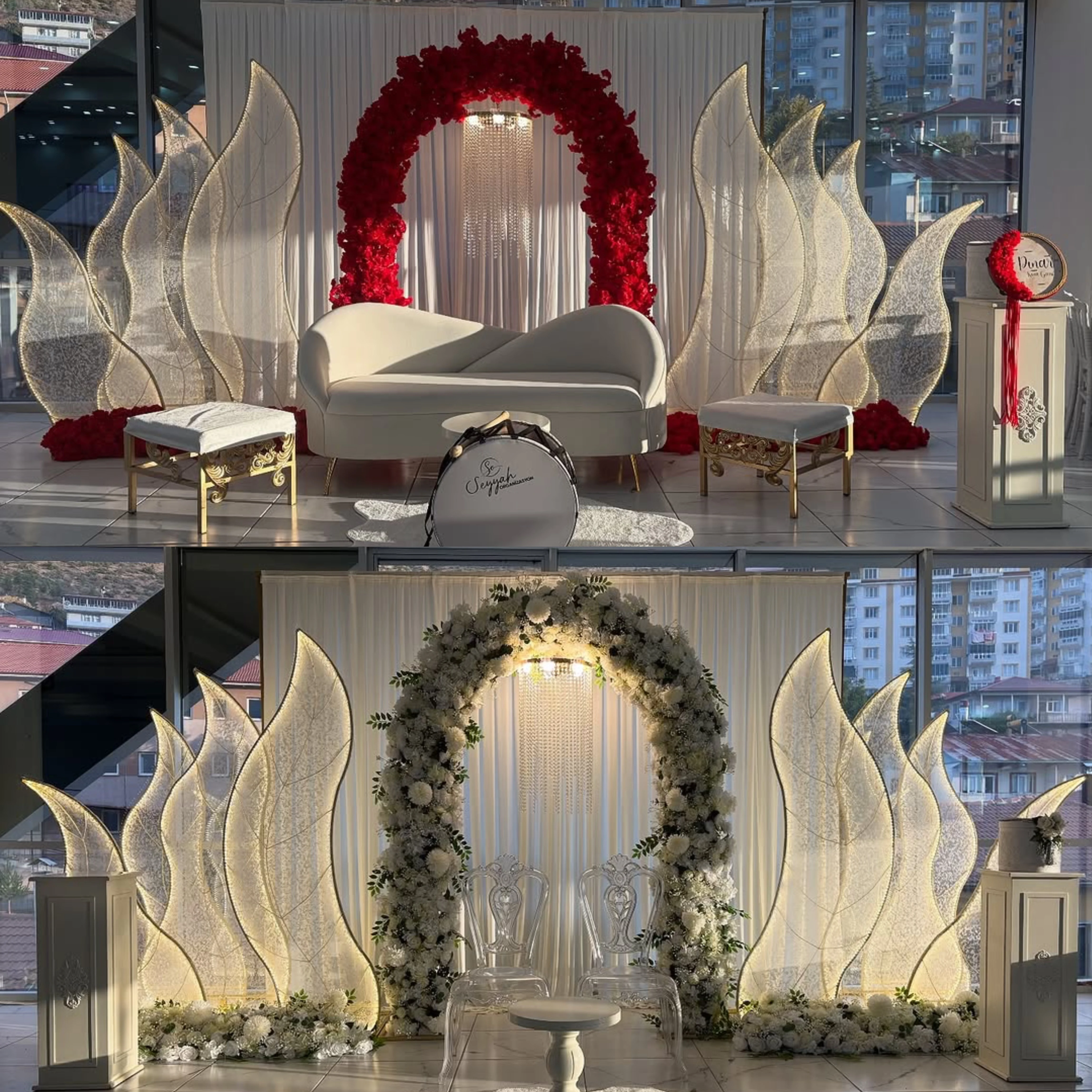 Popular Design Metal Wave Backdrop Wedding Stage Decoration Elegant Ceremony Background for Event Decor