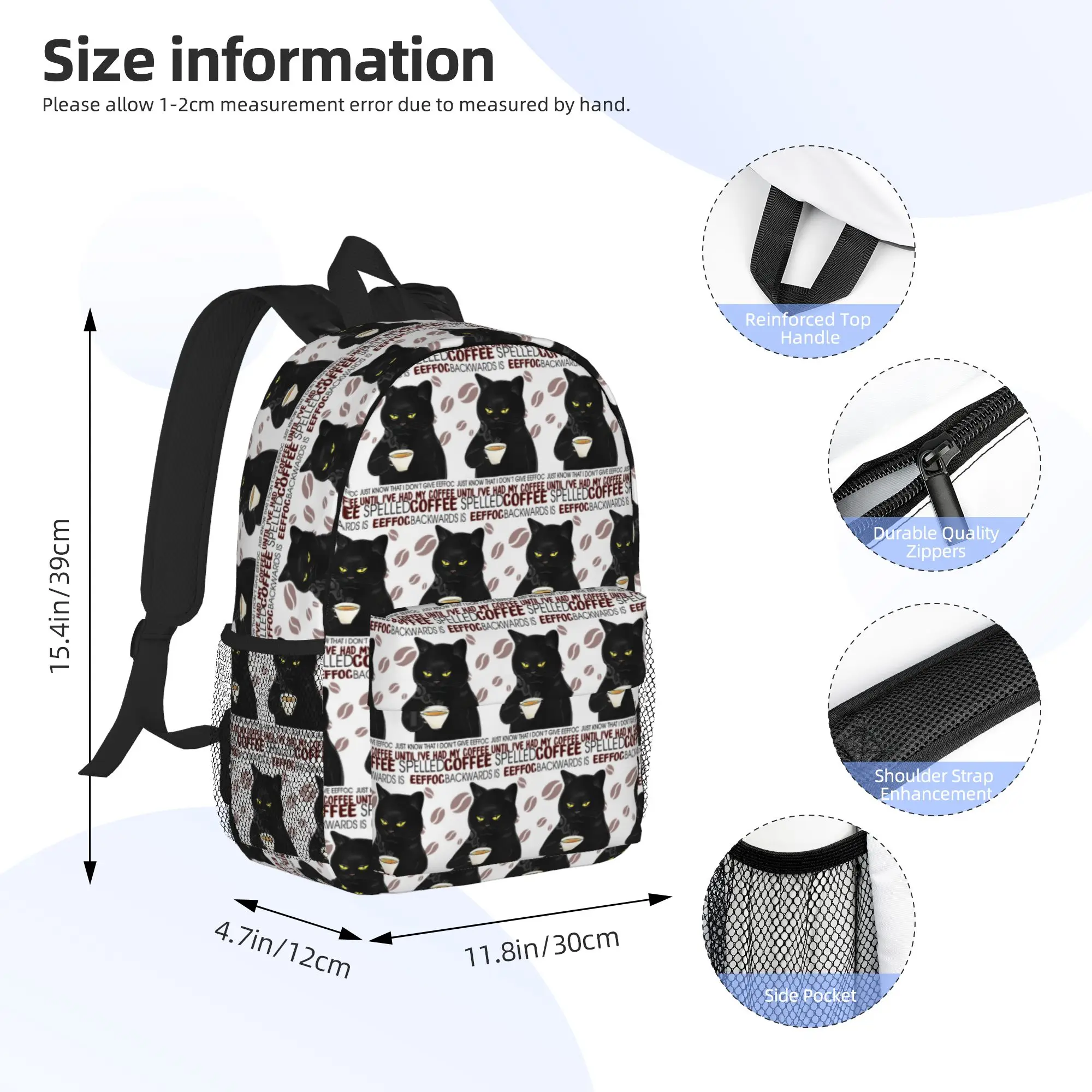 Cat Befor Coffee I Hate Everyone After Coffee I Feel Good Backpack Daypack BookBag Shoulder Bags for Men Women School Bag