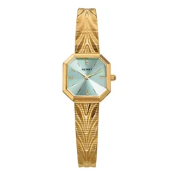 BERNY Gold Watch For Women Octagonal Ladies Quartz Wristwatch Stainless Steel Women Ice Blue Small Golden Watch Luxury Watches