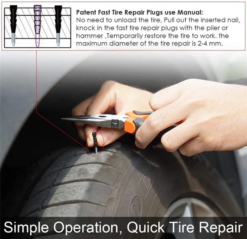 98/100PCS Tire Repair Kit Garage Tools Puncture Tyre Repair Kit Wheel Repair Car Prick Kit Anti-puncture Harness For Tire Repair