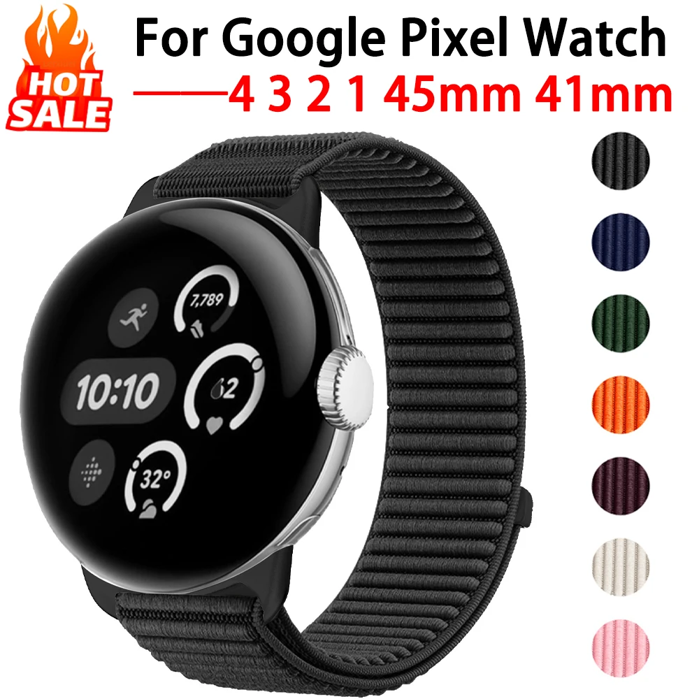 Nylon Loop Strap for Google Pixel Watch 4 3 2 1 45mm 41mm Metal Links Band Correa Bracelet Replacement Smartwatch Accessories