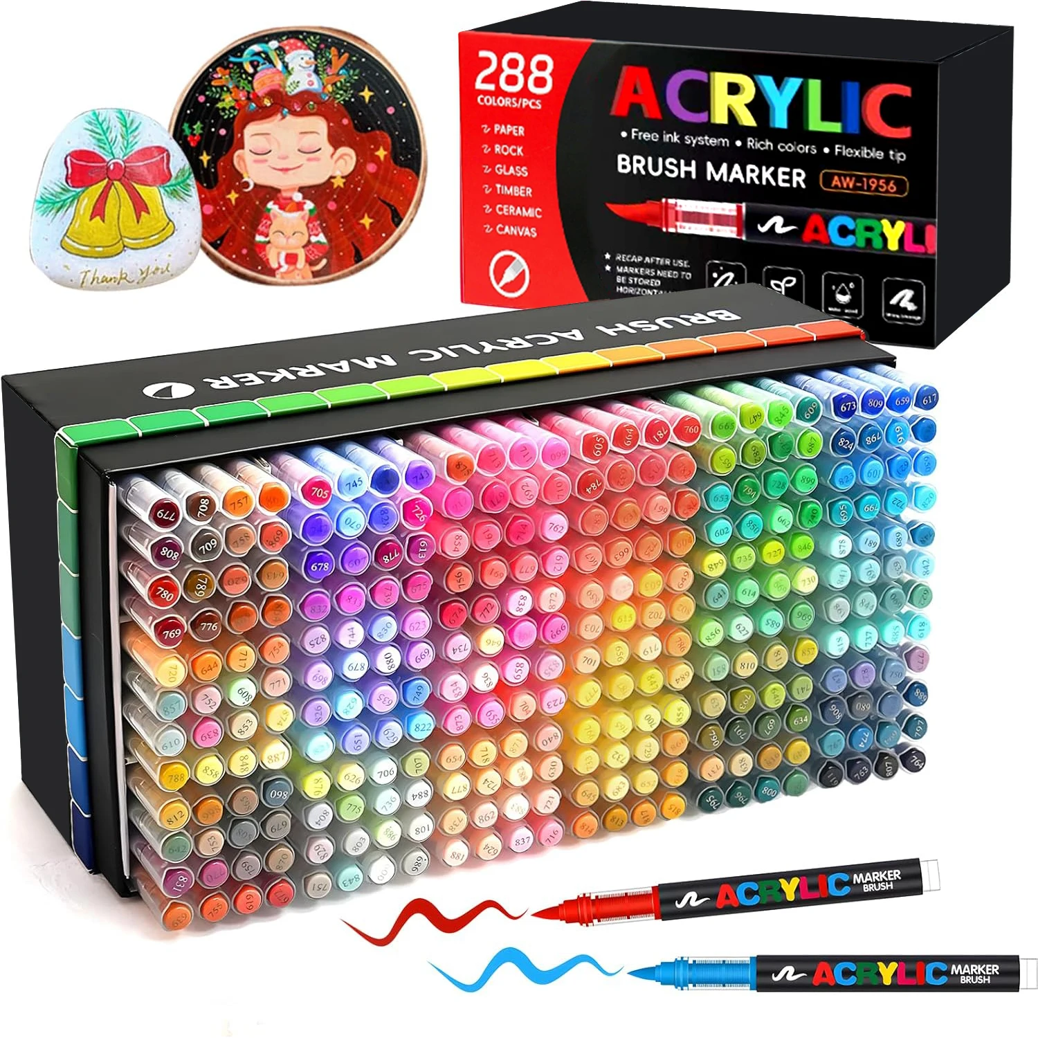 12-366 kleuren acrylverfmarker Waterdichte acrylborstelmarker Professionele acrylmarker Set DIY-kleurkunstbenodigdheden