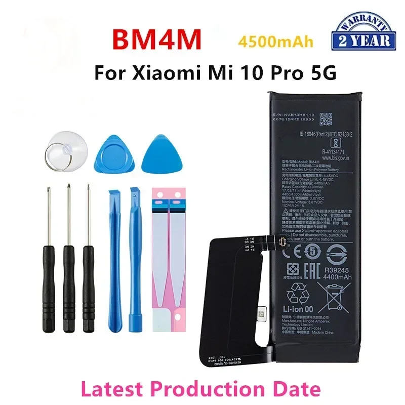 Nueva batería BM4M 4500mAh para Xiaomi Mi 10 Pro 5G BM4M baterías de repuesto de teléfono de alta calidad + herramientas