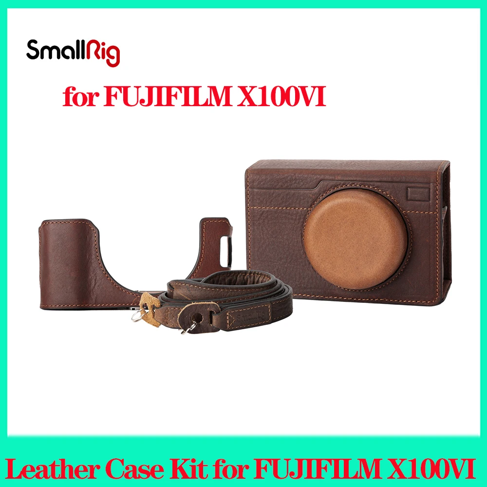 

SmallRig Leather Case Kit for FUJIFILM X100VI Brown PU Leather Protector Case for FUJIFILM Camera with Shoulder Strap Support