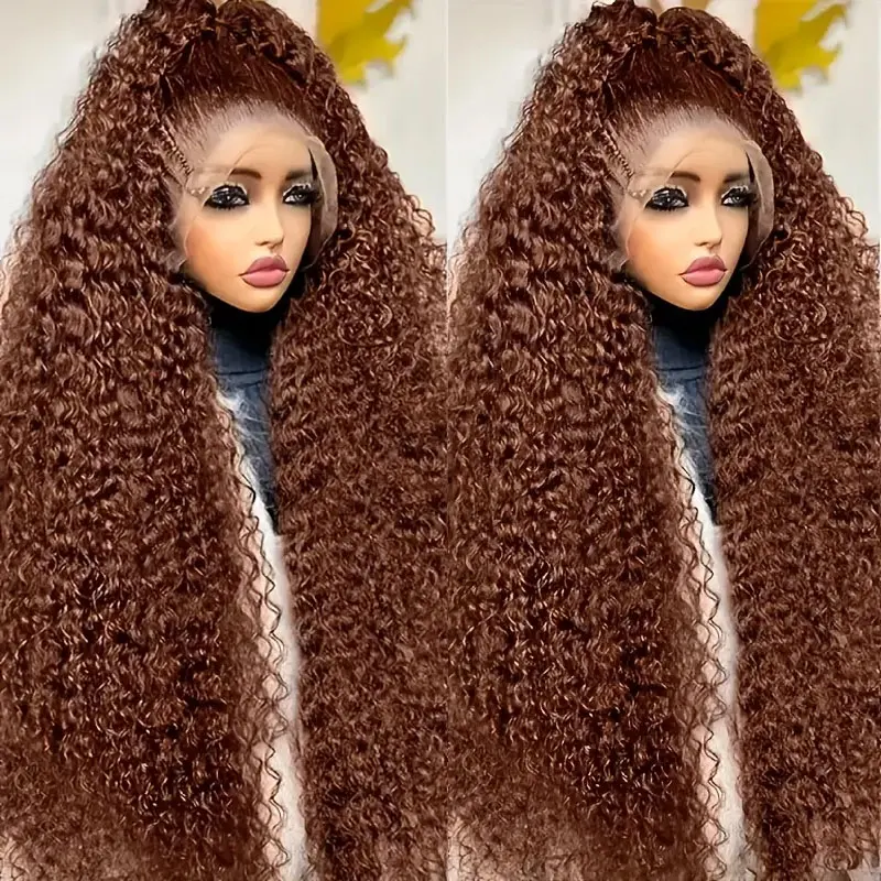 

30 34 Inch Chocolate Brown Deep Wave Lace Front Wigs Human Hair 13x4 13x6 Hd Curly Lace Frontal Wigs for Black Women Pre Plucked