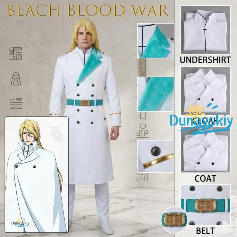 Uniforme de Cosplay BleYear Blood War Jugraschwalth con Capa, Conjunto Completo, Uniforme de War Stern Ritter, Gabardina Yhwach, para Fiestas, Hombres y Mujeres