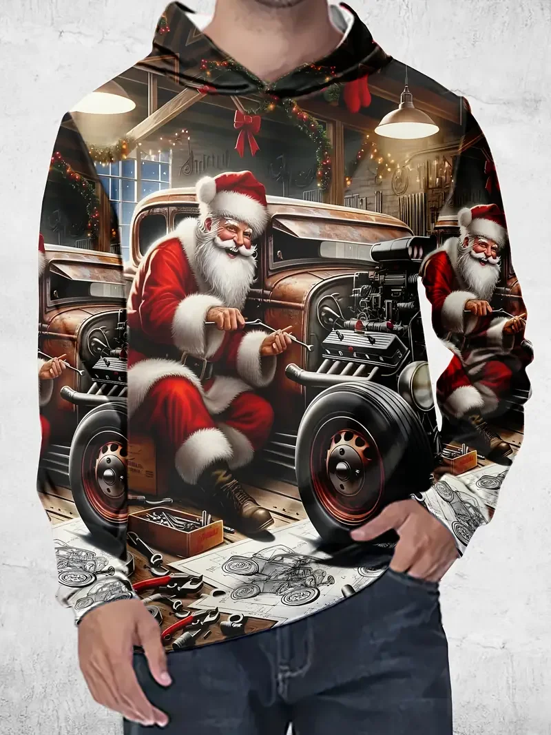 حفلة عيد الميلاد ثلاثية الأبعاد هوديس الرسم ربيع الخريف موضة الترفيه تنوعا الشارع الشهير الرجال النساء هوديس Y2k جديد في السترات #4