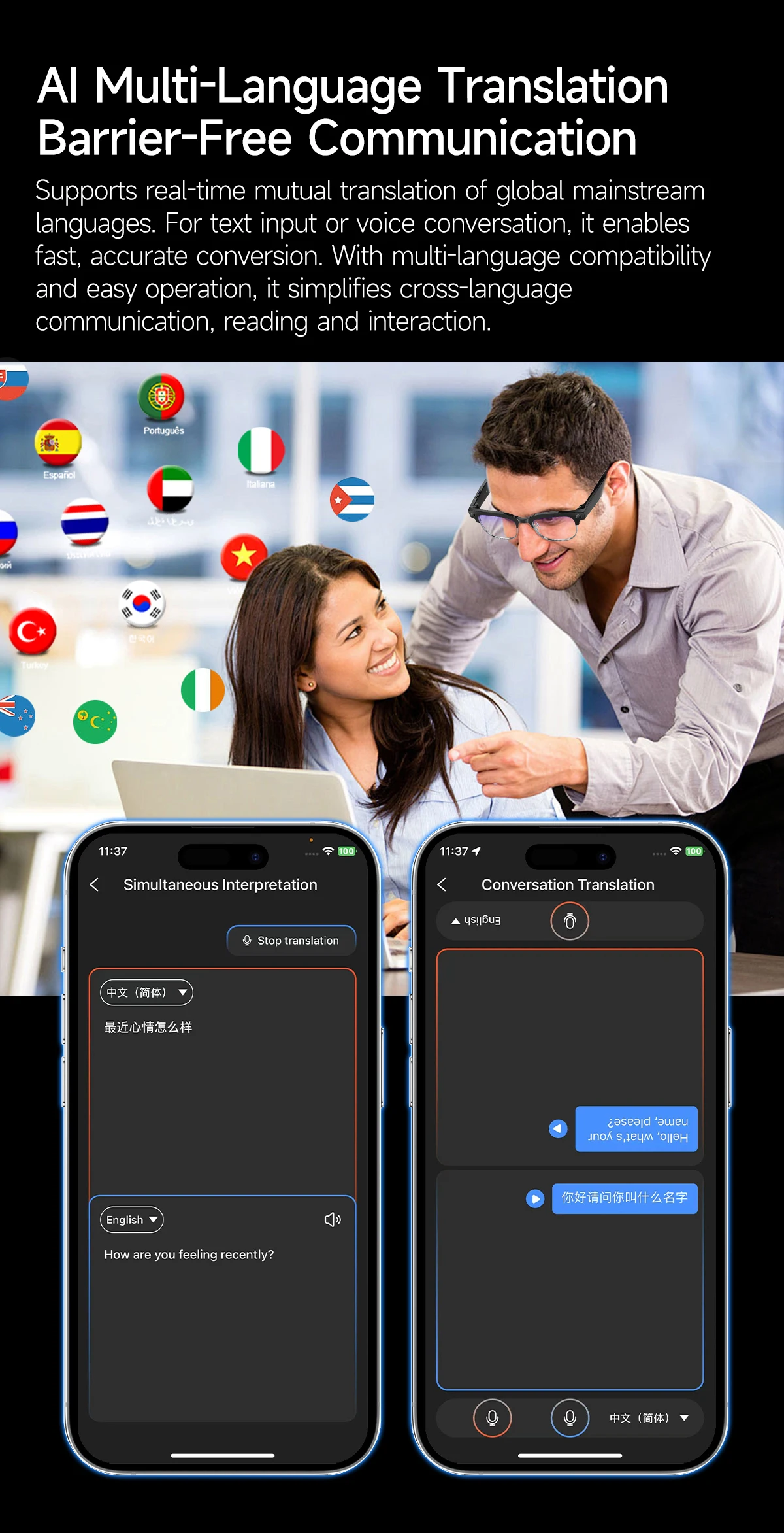 Neue Business 4K HD Farbwechsel AI Smart Brille 800W Pixel Kamera 1080P Video AI Chat Musik Player Anruf AI Sport Brille Männer – Detail 12