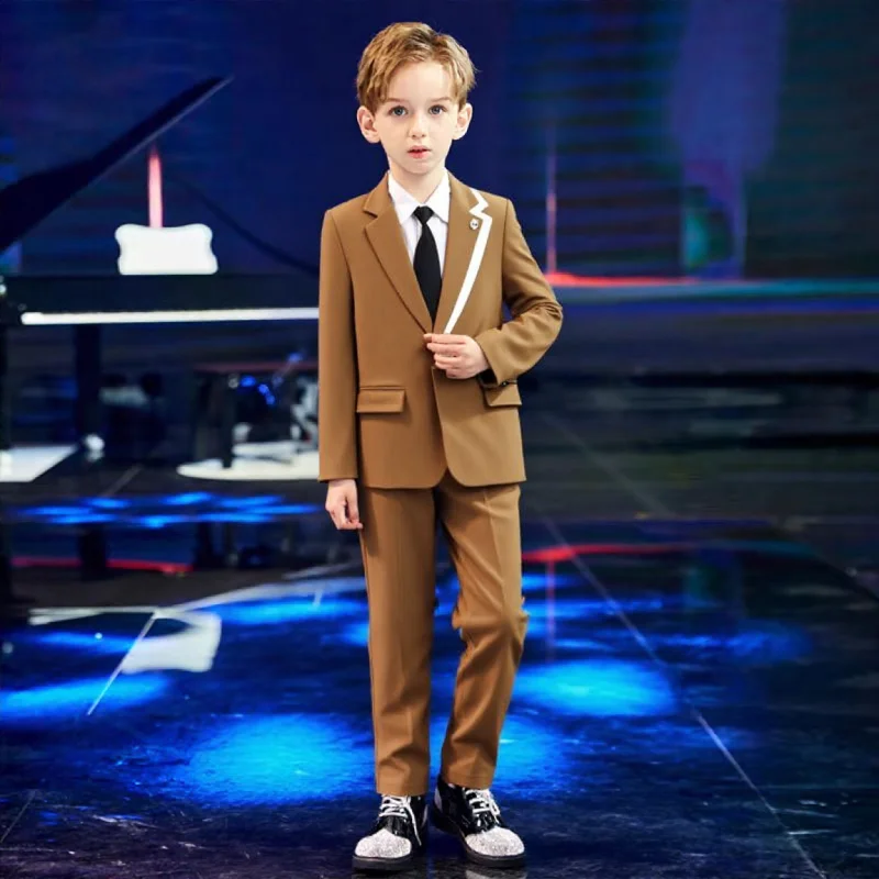 

Детский костюм для фортепиано, детский костюм из 5 предметов, комплект с курткой, жилетом, брюками, галстуком-бабочкой, одежда для дня рождения, свадьбы и вечеринки для мальчиков