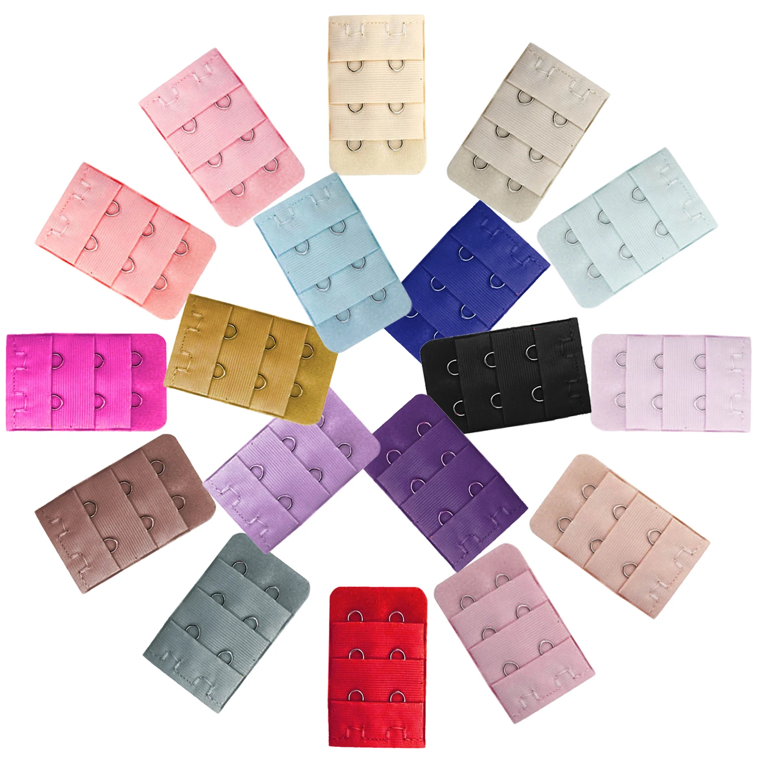 18 PCS Assorted Color Women Bra Extenders Brassiere Extension Hooks 3 Rows 2 Hooks Style Women Lingerie Bra Accessories