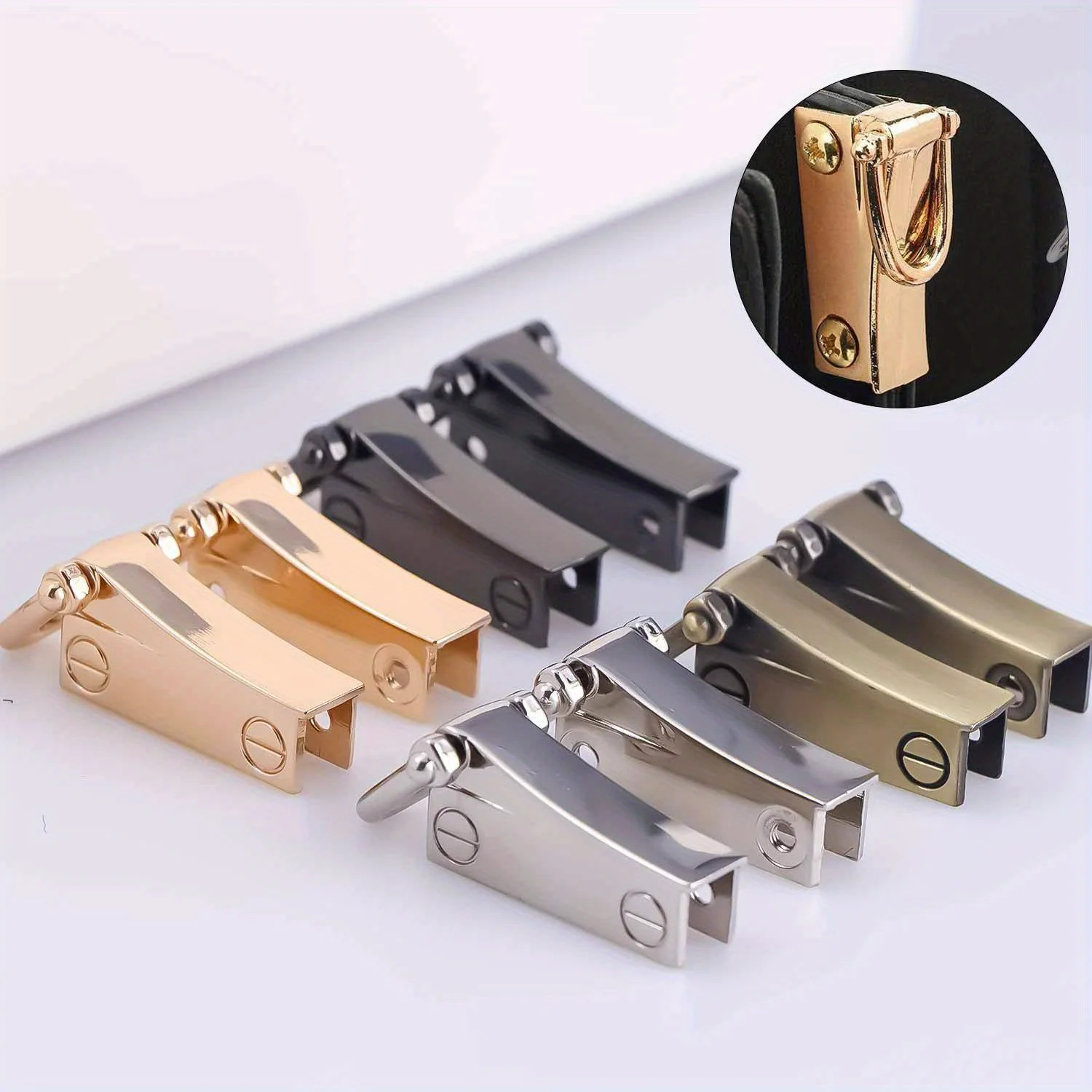 2pcs Metal Side Clip Bag Buckle Bag Connector Clip Purse Hardware Suspension Connector Buckle Detachable with D Ring