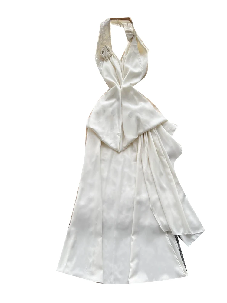 Ele Satijnen avondjurk met borduursel met kralen en hangend ontwerp A-lijn damesrok met hoge taille Dr voor Ci Com...