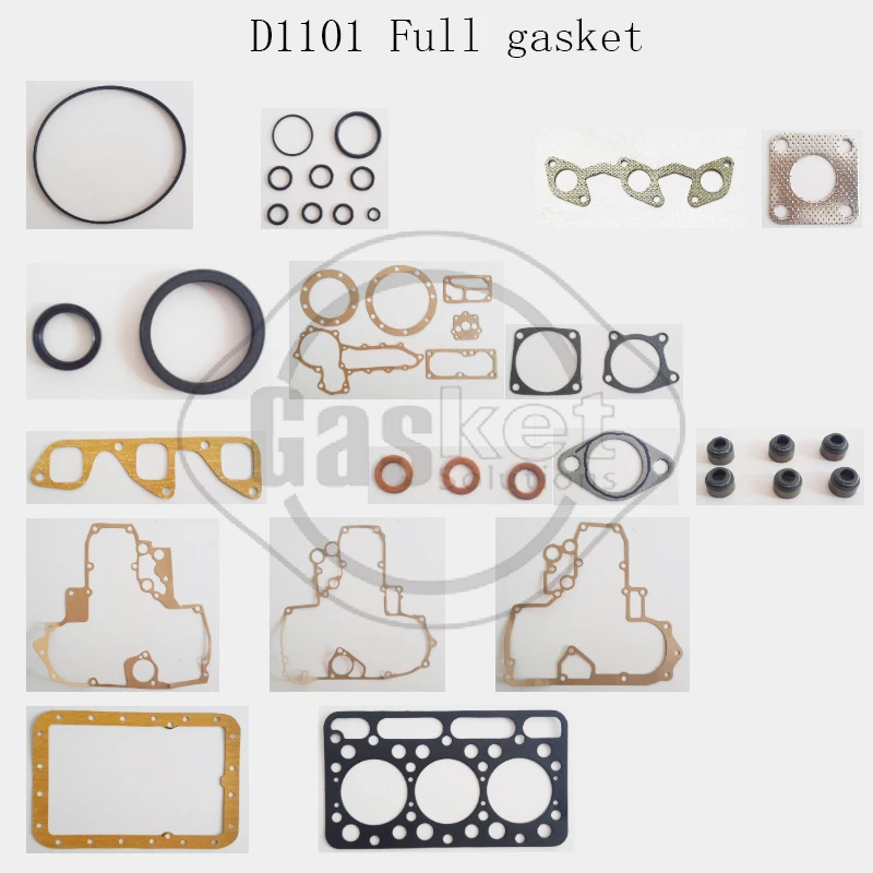 D1101 Full Gasket Set Cylinder Head Gasket Fits Kubota Tractor Mower Excavator