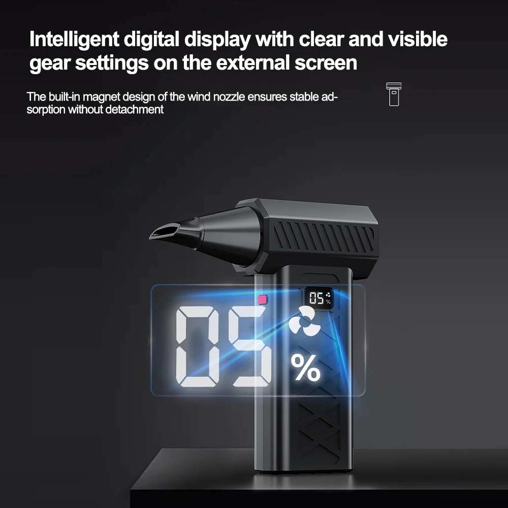 مروحة عنيفة 400000 دورة في الدقيقة منفاخ هواء قوي مروحة توربو مع شاشة LED وإضاءة منظف الغبار 6 سرعات منفاخ توربو جيت بدون فرش #5