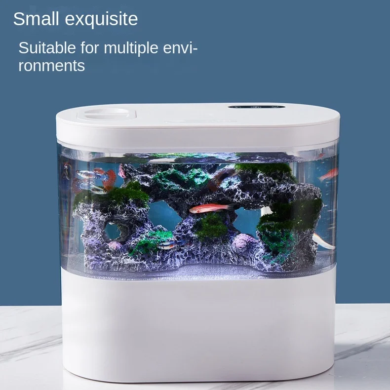 

Fish Tank Aquarium Ecological Landscape Tabletop Creative Self-circulation Goldfish Tank Mini Small Water-free Household Fish