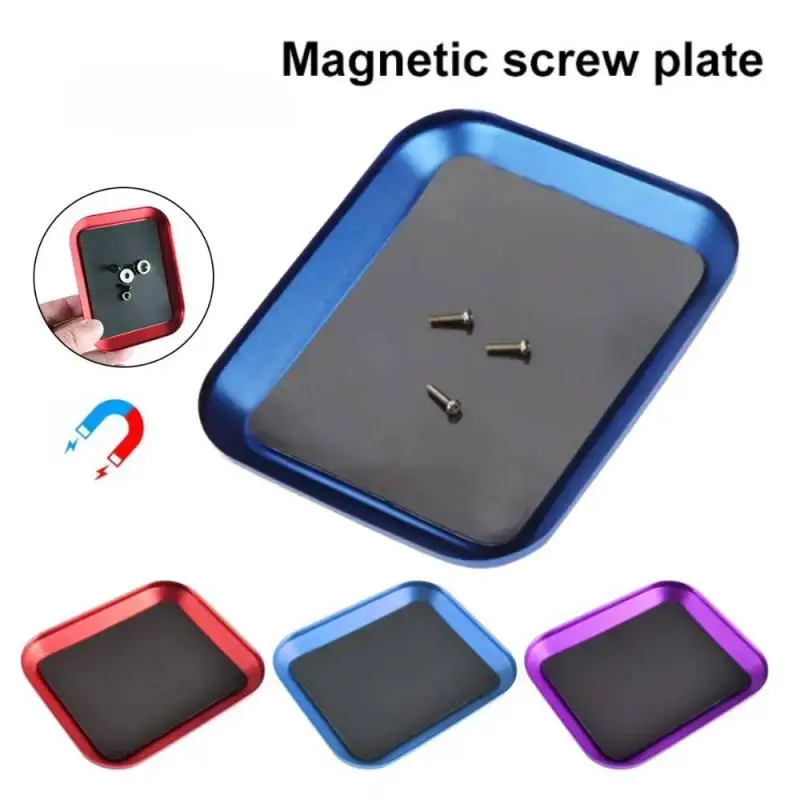 Car Boat Repair Tool Magnetic Screw Tray With Magnetic Pad Aluminium Alloy Magnet Screws Disk Storage Plate For RC Airplane