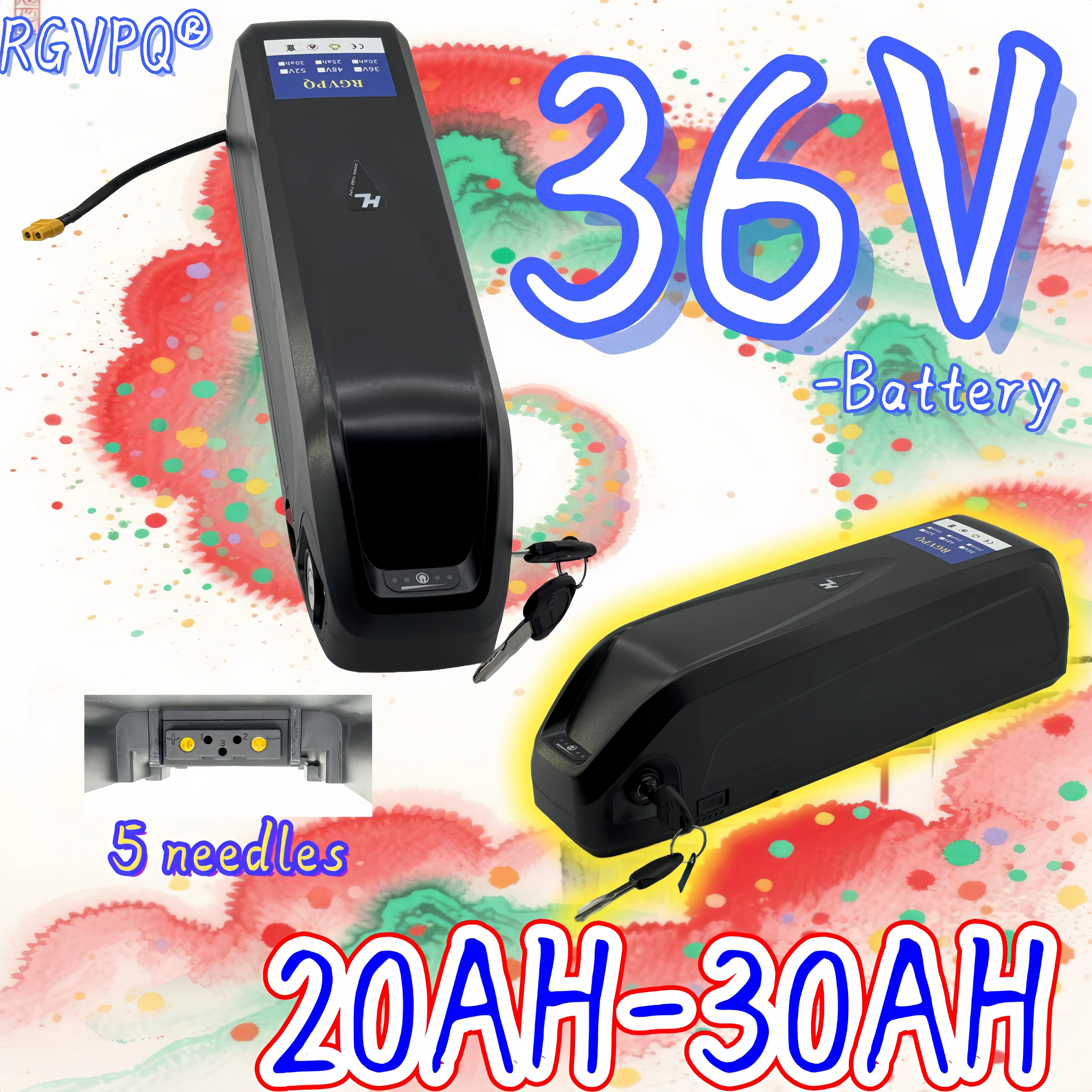 

18650 lithium-ion battery, 5-pin Hailong 36V 20Ah 960Wh can replace 500W-2000W power assisted bicycles