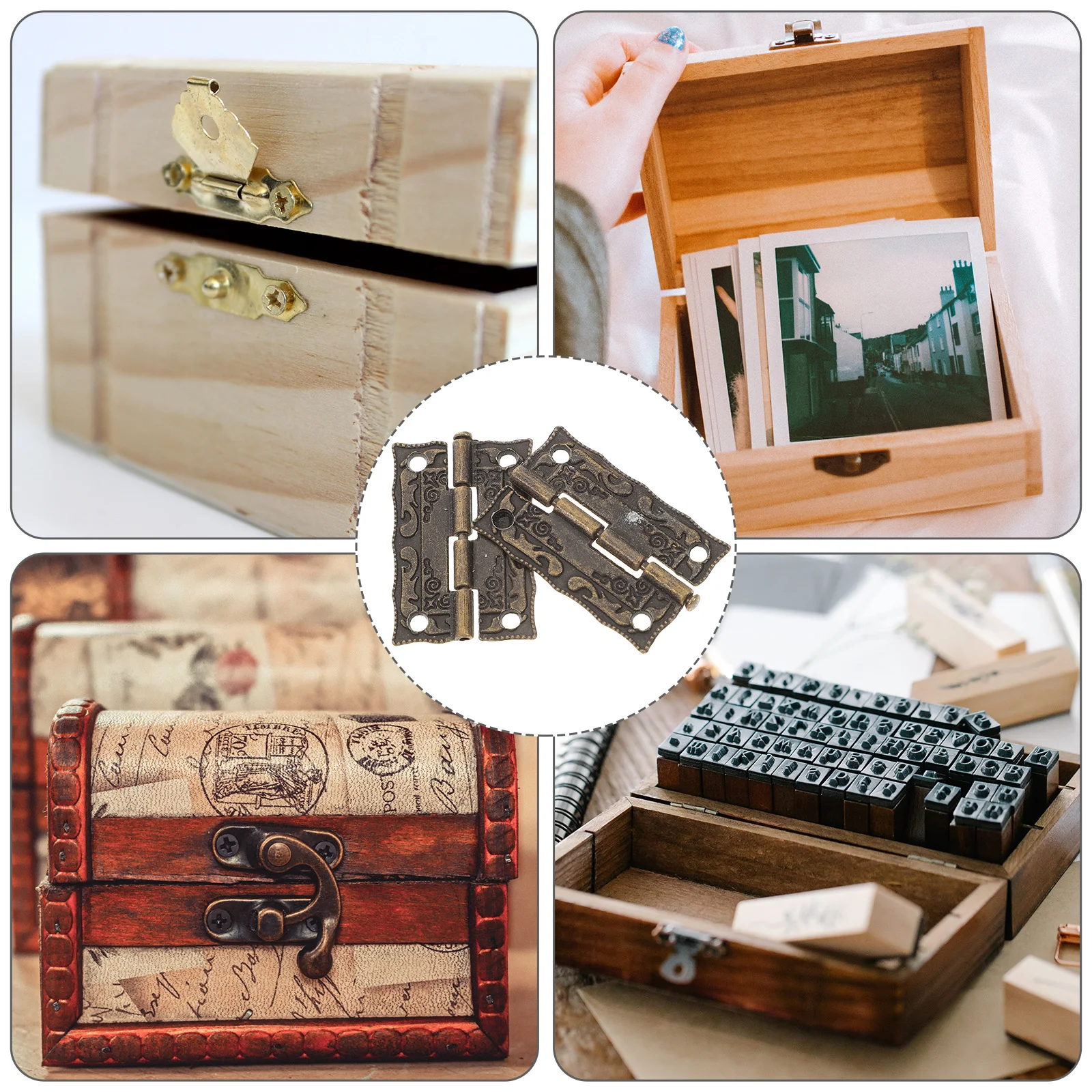 

40Pcs Replacement Chest Hinges Fine Workmanship Stable Practical Hollow Carved Design Wooden Furniture Mini Hinges