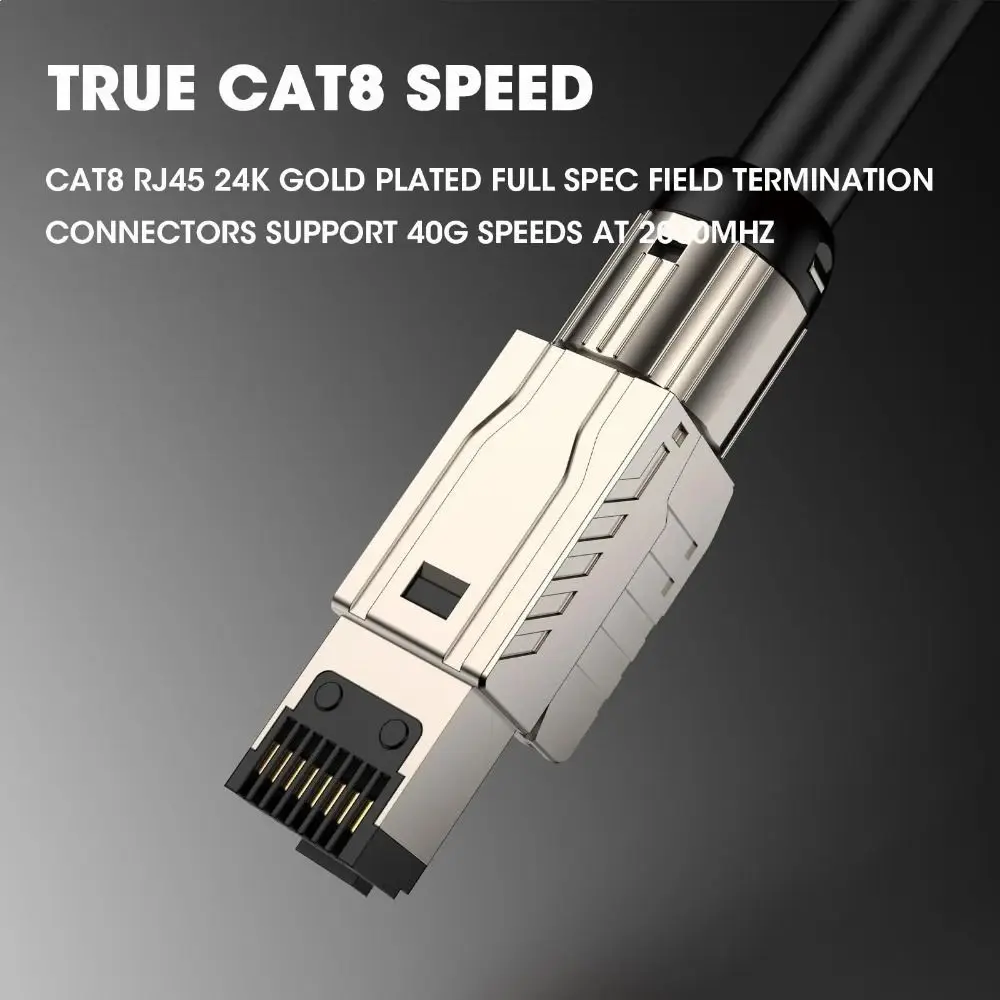 2000MHz RJ45 Cat8 Cat7 Cat6A Connectors 40G LAN Cable Crystal Head Panel RJ45 Metal Tool Reusable Zinc Alloy