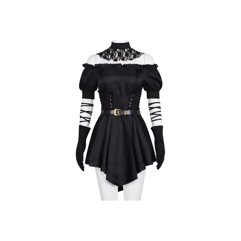 DY20Cosplay Grok AI Ani コスプレ衣装 ダークサイバー GF コスプレ: Grok's Ani ゴシック AI コンパニオン オブシディアン コスチューム グローブ ストッキング